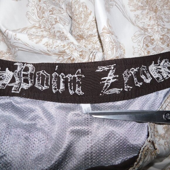 Point Zero Mens L Cream Brown Patterned Lined Paradise Island Board Swim Shorts - Picture 7 of 12